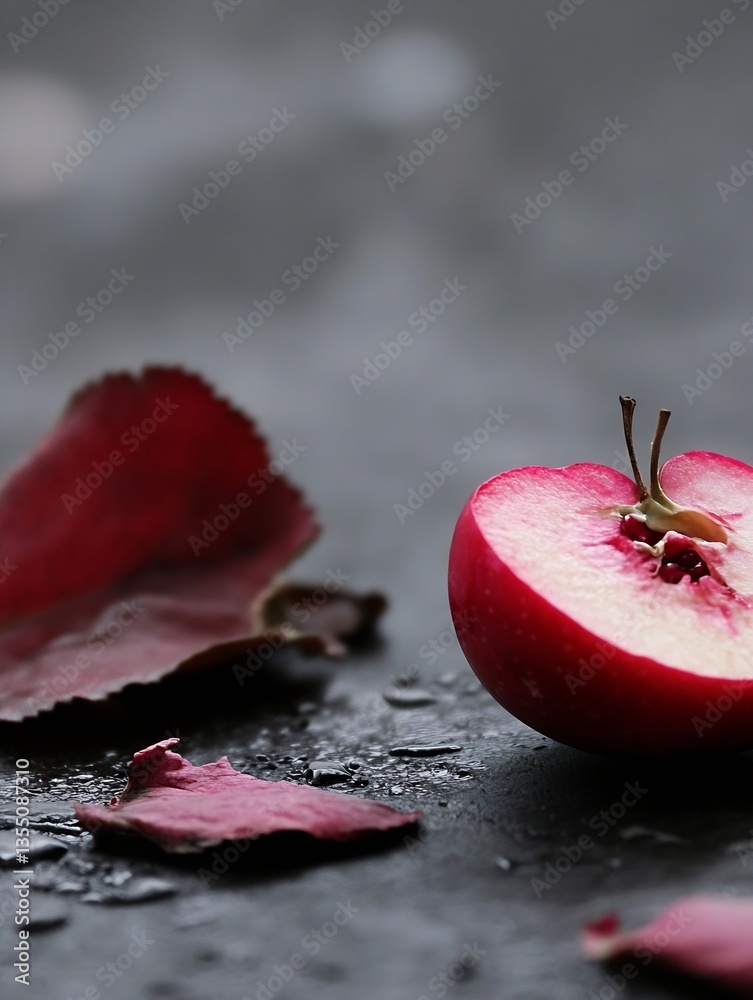 Aufkleber isolated apple with slices and peels on a dark background showcasing freshness and simplicity : gene
