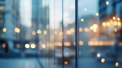 Abstract cityscape with blurred reflections and golden lights creating a dreamy atmosphere : Generative AI