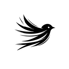 Fototapeta premium Bird Silhouette in Flight, Simple Design, against White Background with Copy Space