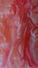 Splash ink. Mix color. Defocused red crimson white marble water chemical combination blend moving on abstract acrylic art background.