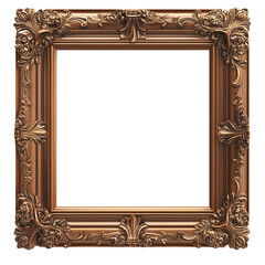 A wooden picture frame isolated on transparent background (3)