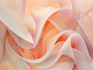 Obraz premium Fluid Pastel Abstraction: Gentle folds of flowing fabric cascade in a symphony of soft pastel colors, evoking a sense of ethereal beauty and delicate movement. 