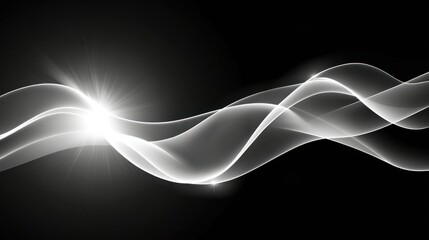 Fototapeta premium Abstract monochrome luminescence with flowing dynamic lines emitting light portraying advanced technology and futuristic digital design