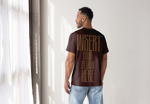 Modern Back View of Mockup T-shirt Design