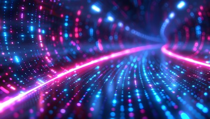 Fototapeta premium Abstract Data Tunnel with Glowing Lights in Blue and Pink