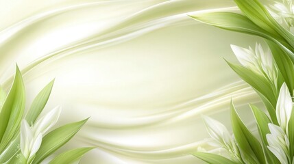 Fototapeta premium Simple light green background with a smooth abstract flow, creating a fresh and calming vibe for a serene and natural look