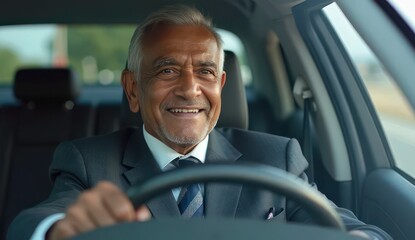 Obraz premium relaxed indian man enjoying smooth ride