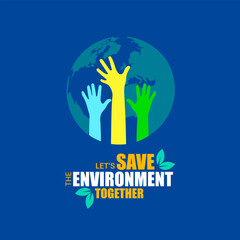 World Environment Day concept logo banner poster flyer design editable vector illustration, Let's Save the Environment Together, Ending Plastic Pollution Protecting Our Planet