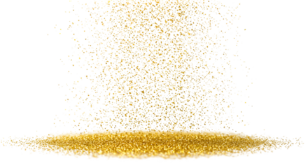 Gold Sparkle light glitter particle. Falling particles of light on transparent background