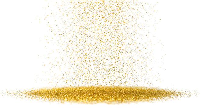 Gold Sparkle light glitter particle. Falling particles of light on transparent background