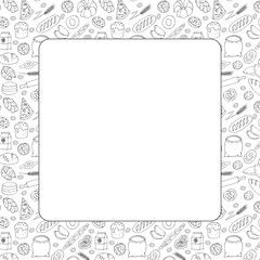 Bread frame hand drawn in cartoon style, outline drawing.