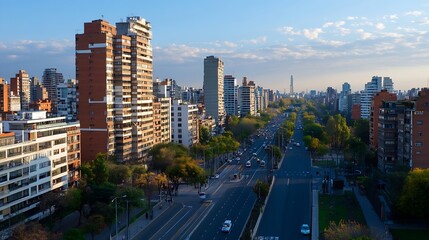 Aerial View of an Urban Cityscape Showing Bustling Streets and Skyscrapers : Generative AI