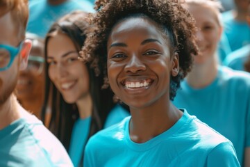 Diverse group of volunteers at community charity event
