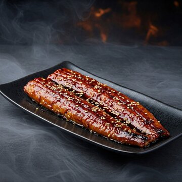 Korean Grilled Eel (Jangeo Gui) with Sesame Garnish.