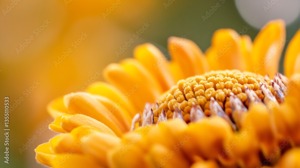 Poster closeup of a vibrant yellow flower showcasing intricate details in lively spring atmosphere : genera