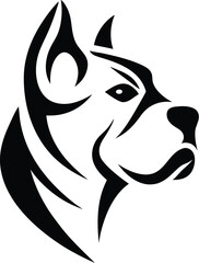 Boxer Dog Head Vector Black and White Tribal Tattoo Design
