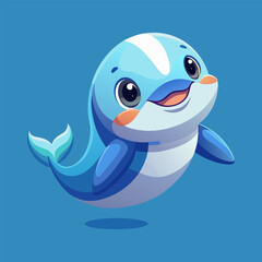 Fototapeta premium Happy little dolphin jumps for joy.