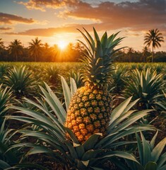Obraz premium pineapple on the grass