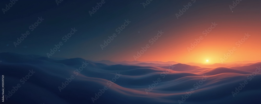 Leinwandbilder abstract dark blue gradient background with orange glow. minimalist design web website calm introspe