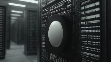 Server room interior with circular component