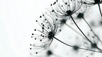 A close-up of a cluster of Nigella seeds on a white background, their black shape distinct and highlighted against the light surface.