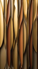 Obraz premium Overlapping gold and brown ovals create a striking wallpaper design for modern interiors