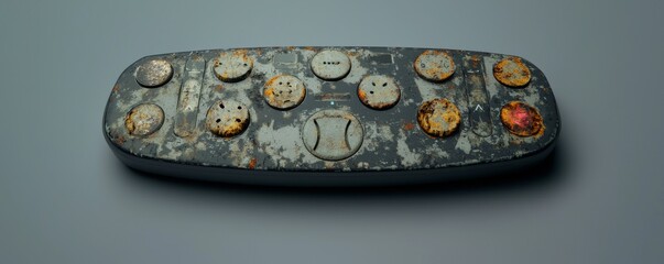 A weathered remote control device.