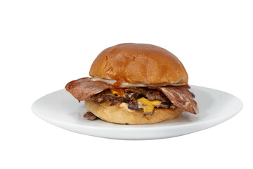 Juicy Bacon Cheeseburger on a Plate
