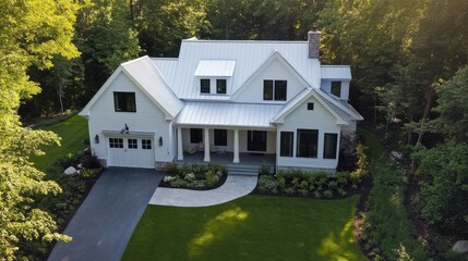 Charming Modern House Surrounded by Lush Green Nature Landscape