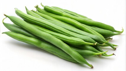 Obraz premium Fresh Green Beans on White Background.