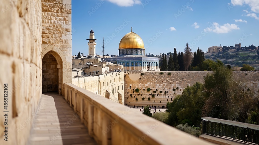 Aufkleber historical architecture view of the dome of the rock in jerusalem on a sunny day : generative ai