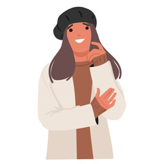 Happy smiley young girl character thinking having successful idea feeling inspired and motivated