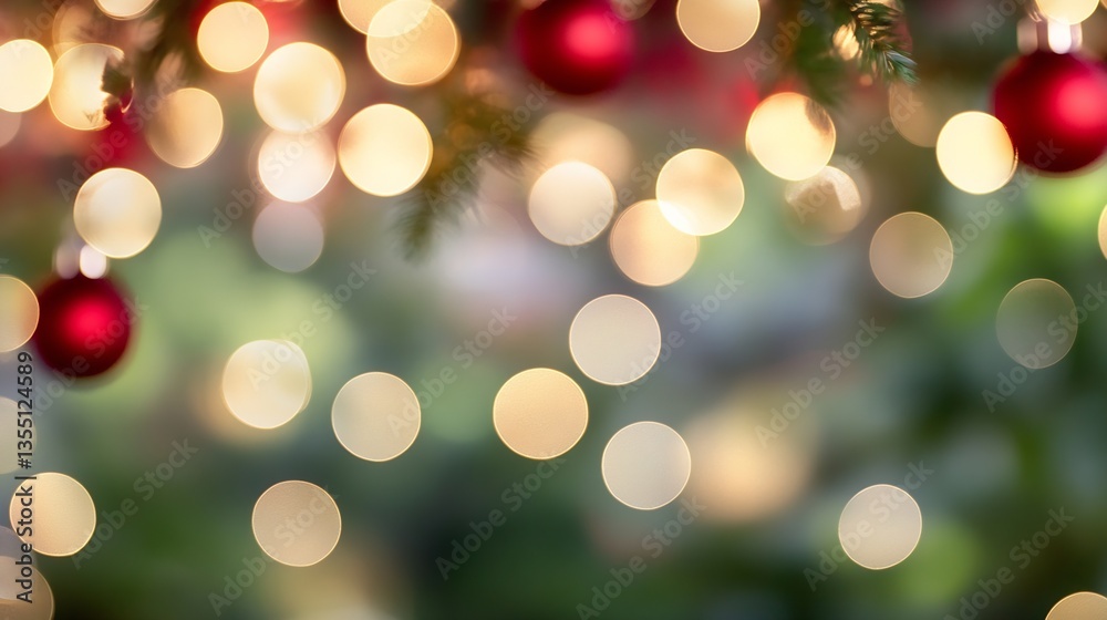 Leinwandbilder beautiful christmas bokeh background with red ornaments and glowing lights creating a festive atmosp