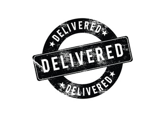 Fototapeta premium Black DELIVERED Rubber Stamp Vector. Grunge round rubber stamp sign on transparent background. 
