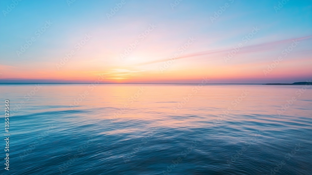 Aufkleber captivating sunset over calm water with gentle waves and soft color gradients in the sky : generativ