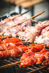 Thai meat skewers on a grill