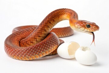 Fototapeta premium egg eating snake isolated on white background