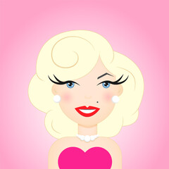 Girl in retro style 50s, vector image