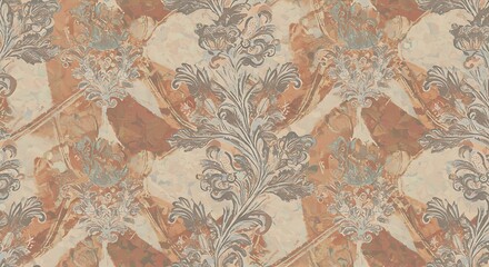 A Close Up Of A Wallpaper With A Pattern Of Flowers And Leaves