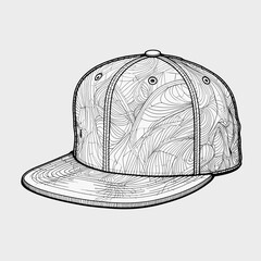 Baseball Cap with Organic Swirling Pattern in Technical Drawing Style for Contemporary Sportswear Design