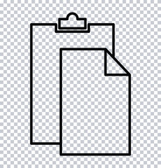 Clipboard and Document Outline Icon – Paper Sheet and Checklist Symbol.