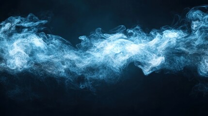 Blue smoke wave, dark background, abstract design, website banner