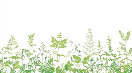 Obraz premium Green foliage border, nature background, plants, illustration, website header