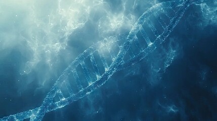Fototapeta premium Glowing DNA helix, cosmic background, genetic research
