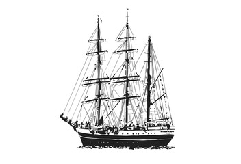 Illustration of old vessel sailing on water