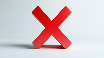Bold Red X-Mark on White Background: Symbol of Negation, Cancellation, or Decisive No - Universal Message Conveyed Clearly