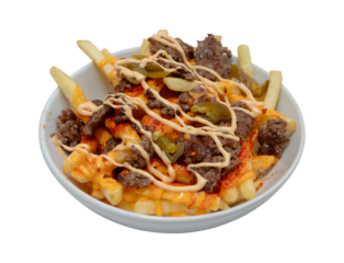 Loaded Fries with Beef, Cheese, and Jalapeños