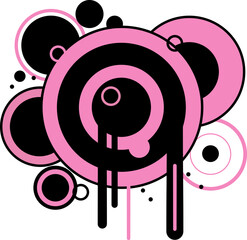 Vecteurs version - Elements de design abstrait r&eacute;tro "Frutiger Metro" - cercles d&eacute;goulinants - 2000s/90s graffiti num&eacute;rique - rose