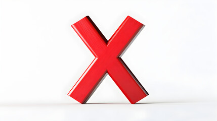 Bold Red X-Mark on White Background: Symbol of Negation, Cancellation, or Decisive No - Universal Message Conveyed Clearly