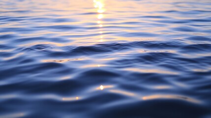 Naklejka premium Soothing waves creating a tranquil surface reflecting the sunset colors perfect for illustrating calmness and relaxation : Generative AI